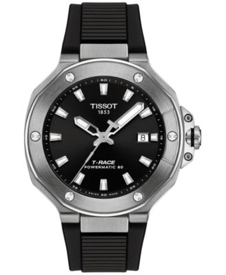 Tissot - Men's Swiss Automatic T-Race Powermatic 80 Black Silicone Strap Watch 41mm