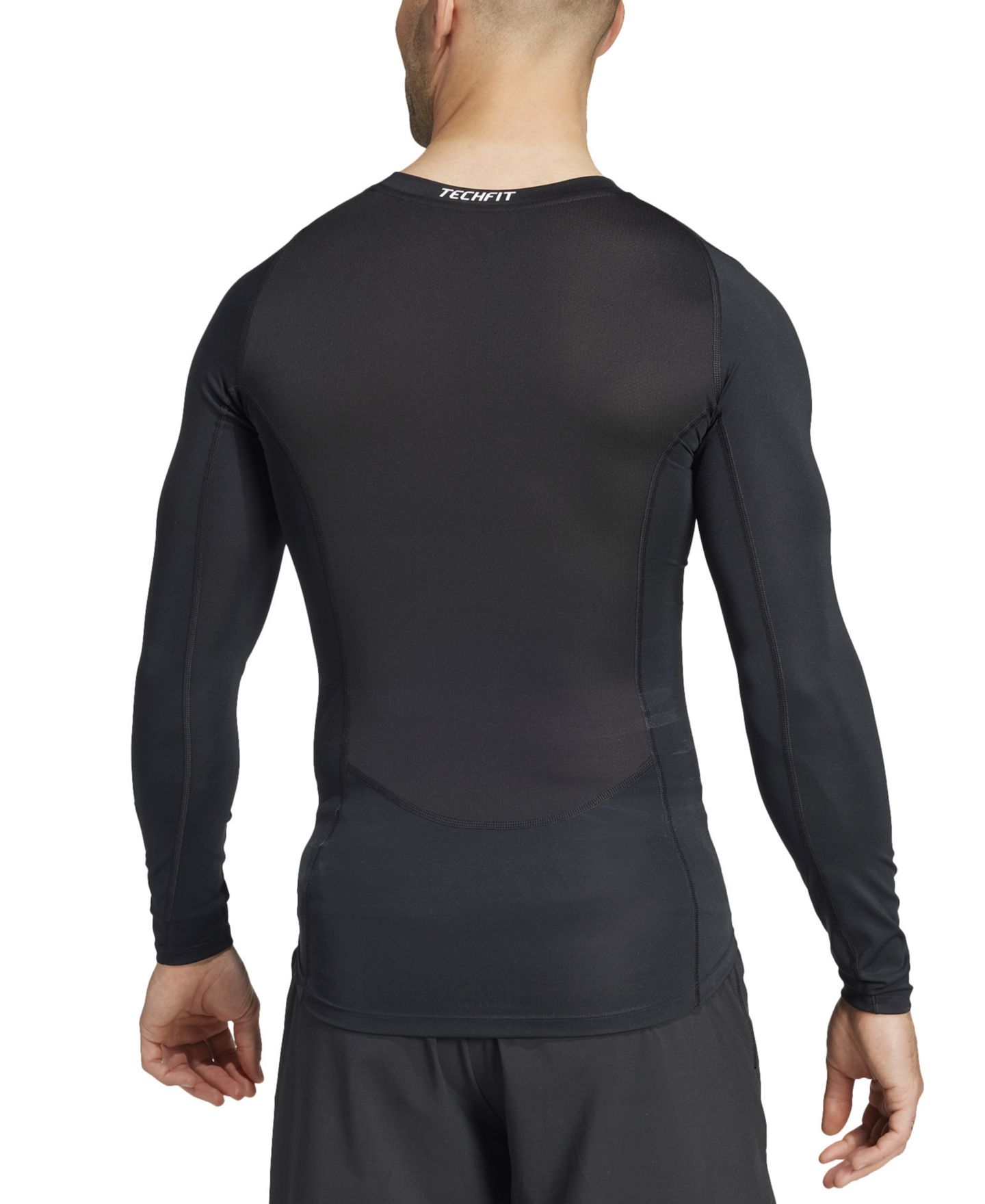 Мужская футболка adidas Tech-Fit Compression Crewneck, цвет: Чёрный — фото 4