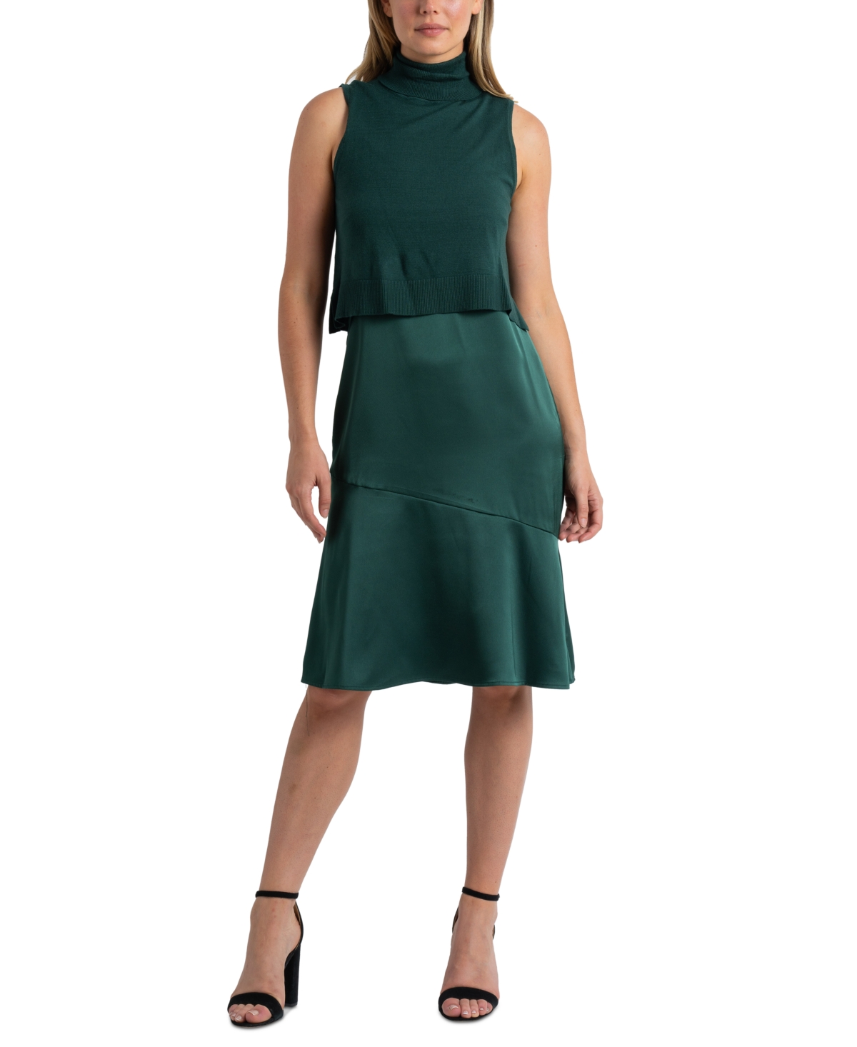 SAM EDELMAN WOMEN'S MIXED-MEDIA SWEATER-TOP DRESS 