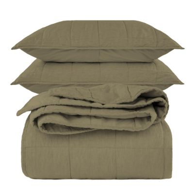 French Linen 3pc Quilt and Sham Set - Twin/Twin XL