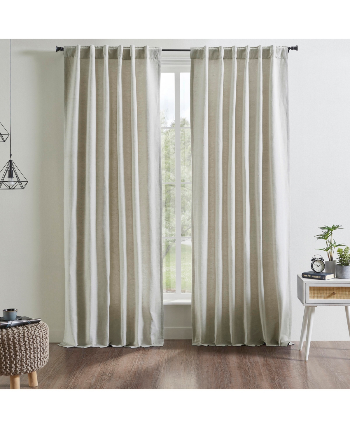 Kendall Linen Cotton Curtain Panel - Lined with Rod Pocket and Hidden Back Tabs - White