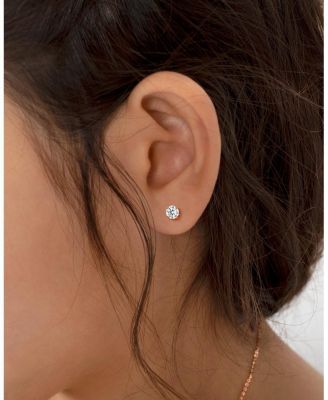 14K Gold Round Cut Studs Screw Back Earrings