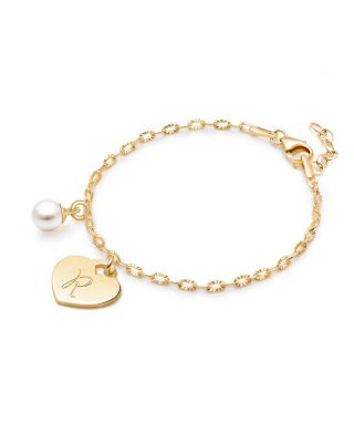 Tiny Blessings Childrens 14K Gold Classic Charm Bracelet Engraved Initial Girls 625 Bracelet - 14k gold - r 626$
