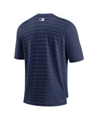 Men's Navy Milwaukee Brewers Authentic Collection Pregame Raglan Performance V-Neck T-Shirt