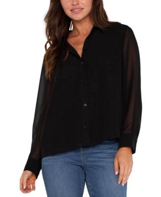 Liverpool Los Angeles - Women's Button-Front Pleated-Back Shirt