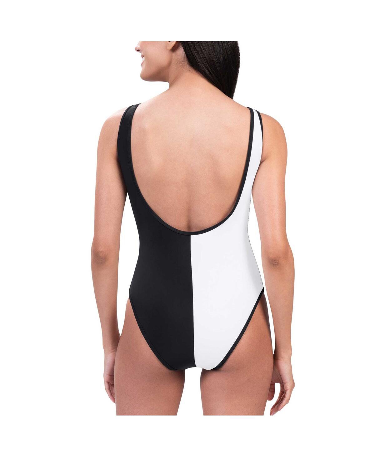 G-III 4HER BY CARL BANKS WOMEN'S BLACK/WHITE JACKSONVILLE JAGUARS LAST STAND ONE-PIECE SWIMSUIT 