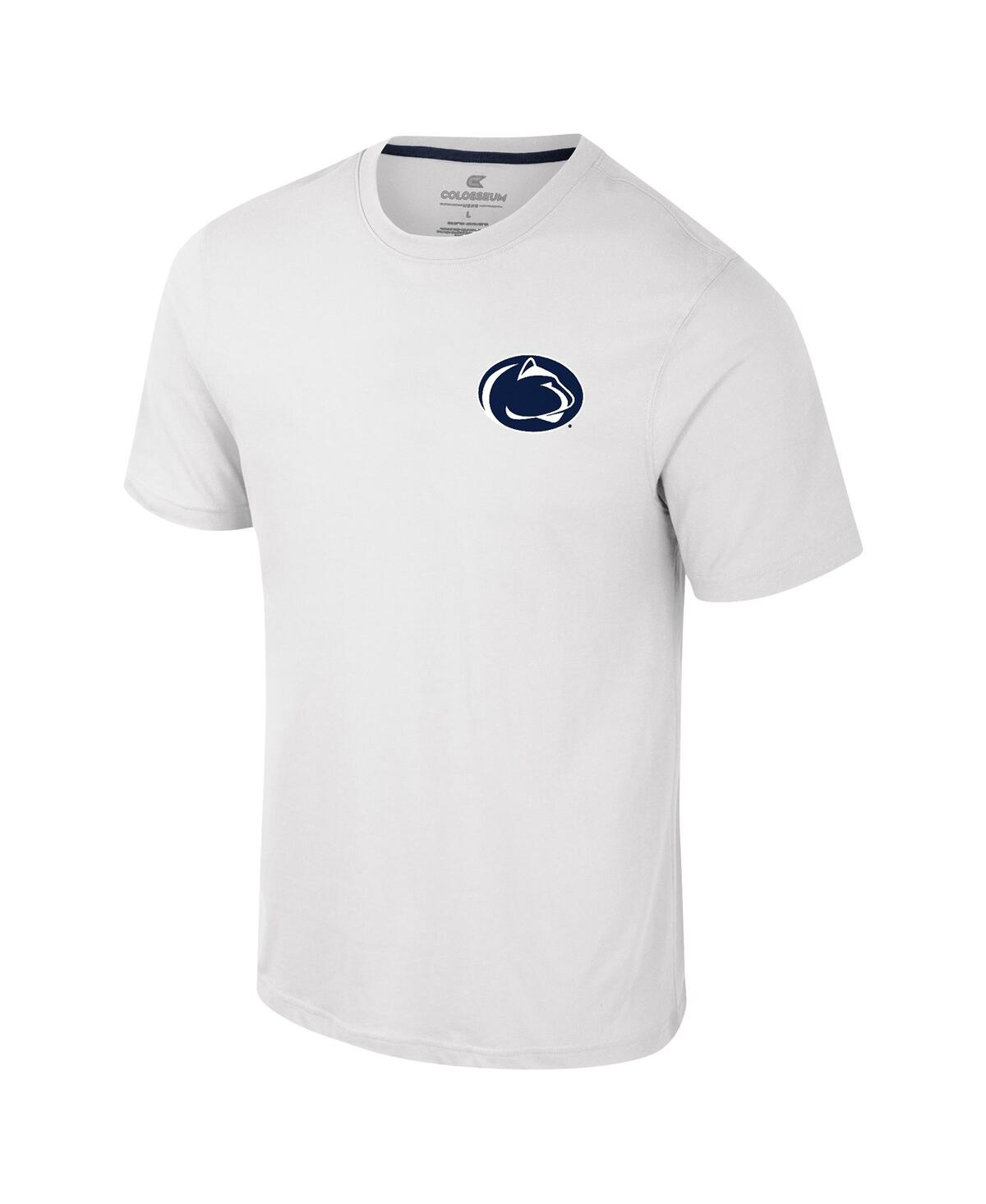 Colosseum Men's White Penn State Nittany Lions Logo Lockup 2-hit Active Blend T-shirt In White