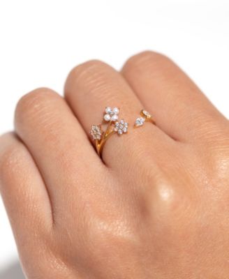 Crystal Wispy Adjustable Ring