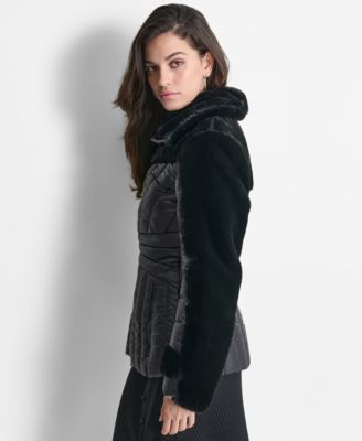 Women's Faux-Fur Spread-Collar Puffer Jacket