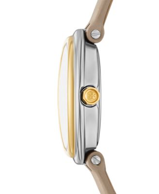 Women's The Oval Gray Leather Strap Watch 22mm