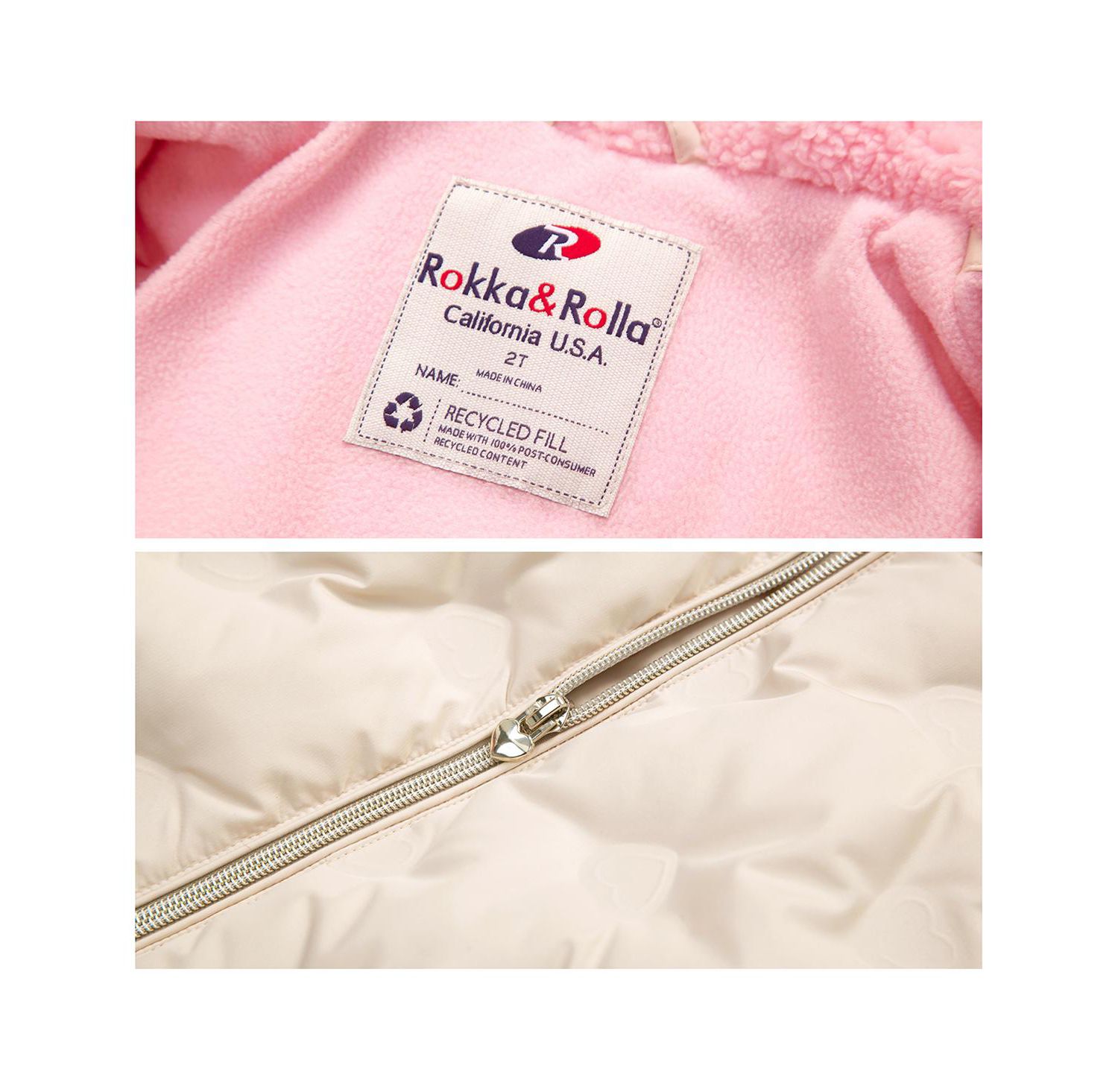 Baby Girls Fleece Lined Heart Puffer Jacket 6-24M