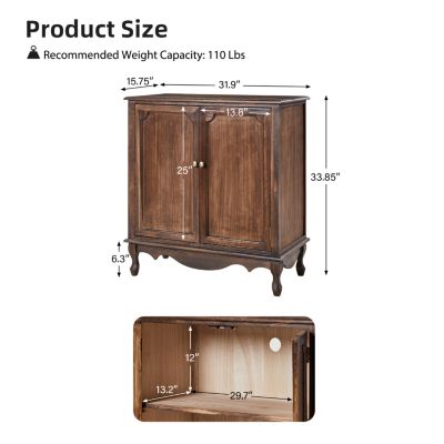 Farmhouse Pallantium 34" Tall 2-door Accent Cabinet with Adjustable Legs