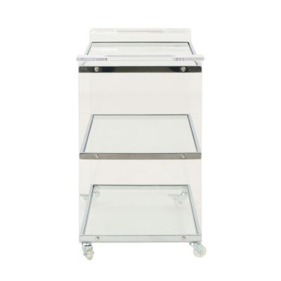 37.25" Acrylic, Tempered Glass 2 Shelves, Mobile Frame, Elegant Design Serving Cart