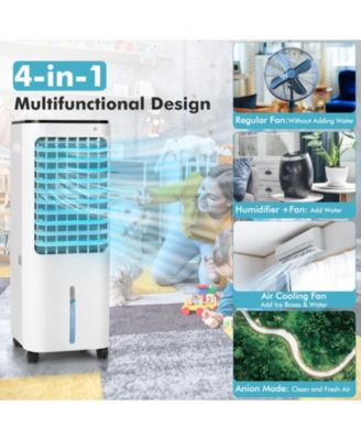 4-in-1 Evaporative Air Cooler with 12L Water Tank and 4 Ice Boxes-White
