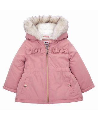 Baby Girls Puffer Jacket with Sherpa Fleece Lining 6-24M