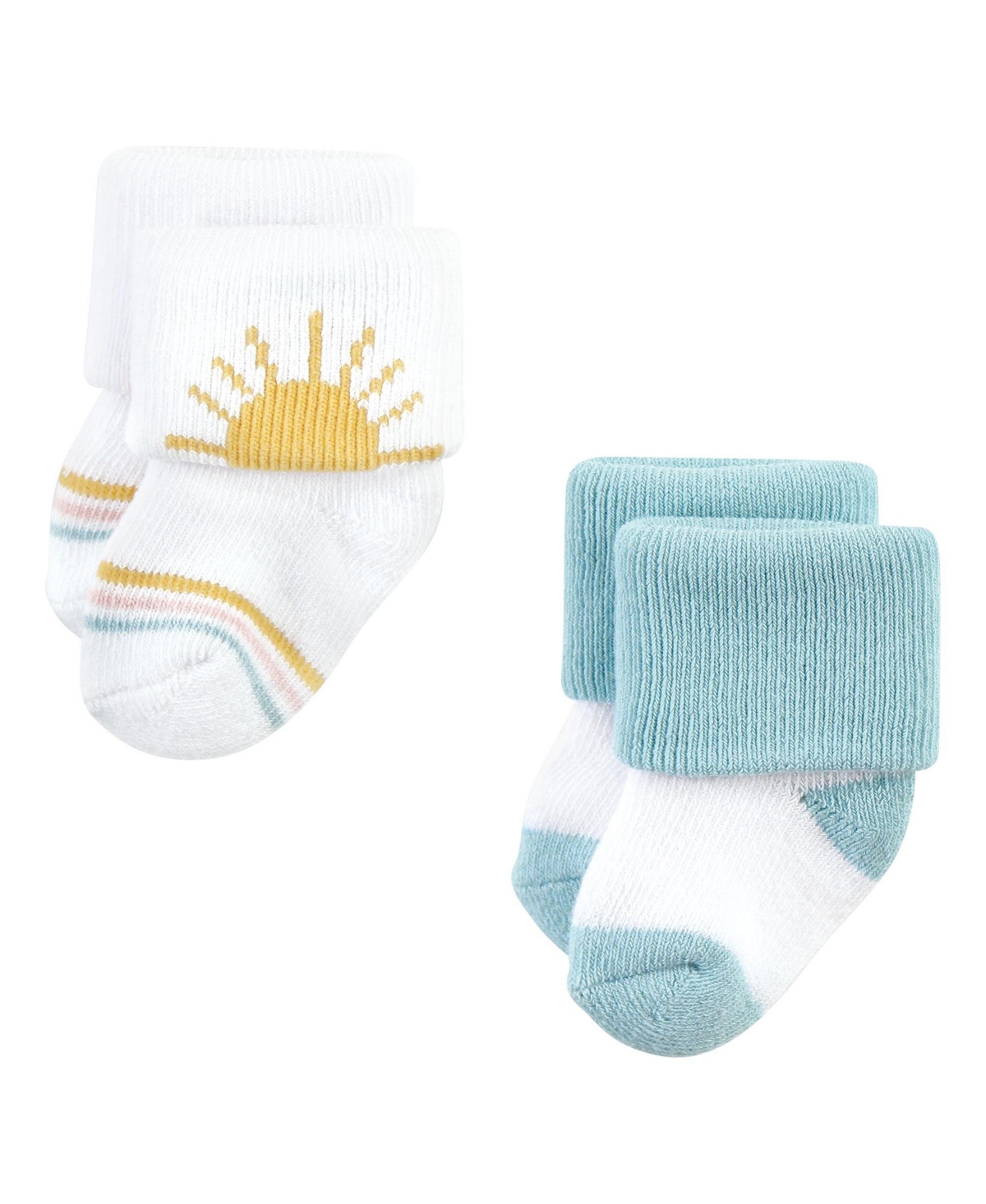 Hudson Baby Baby Girls Cotton Rich Newborn and Terry Socks,- Modern rainbow