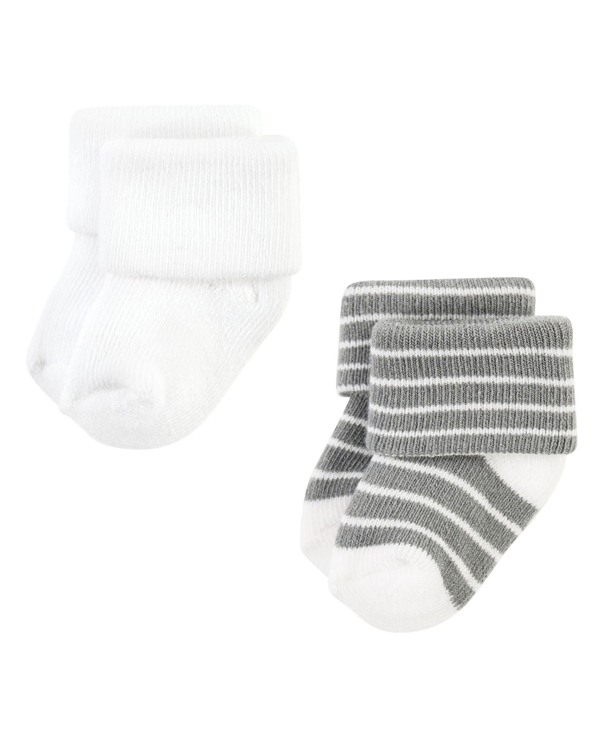 Hudson Baby Baby Boys Cotton Rich Newborn and Terry Socks, Gray Stripe 12 Pack - Gray stripe 12 pack