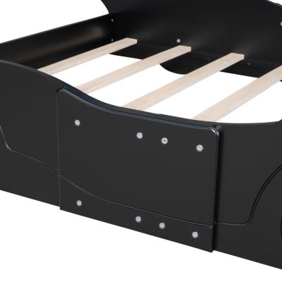 Streamdale Full Size Race Car-Shaped Platform Bed With Wheels