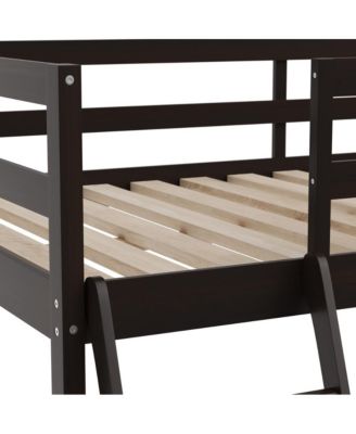 Twin Size, Wood, Guardrails + Desk + Ladder + Fits 6–8" Mattress,Ridley Loft Bed Frame Headboard