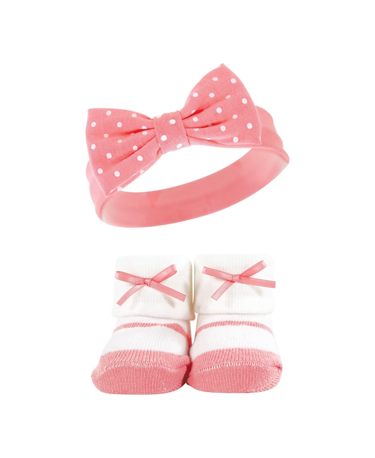 Hudson Baby Baby Girls Headband and Socks Giftset, One - Pink gray