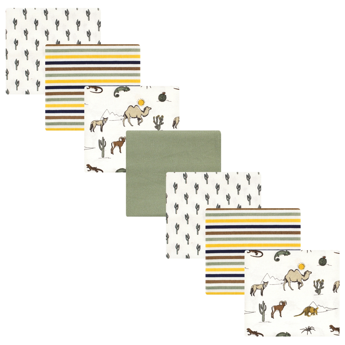 Hudson Baby Infant Boy Cotton Flannel Receiving Blankets Bundle Set, One Size - Desert animals