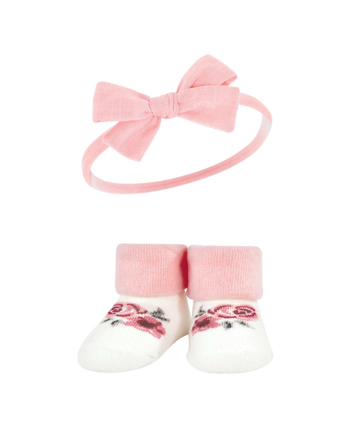 Hudson Baby Baby Girls Headband and Socks Giftset, One - Burgundy black
