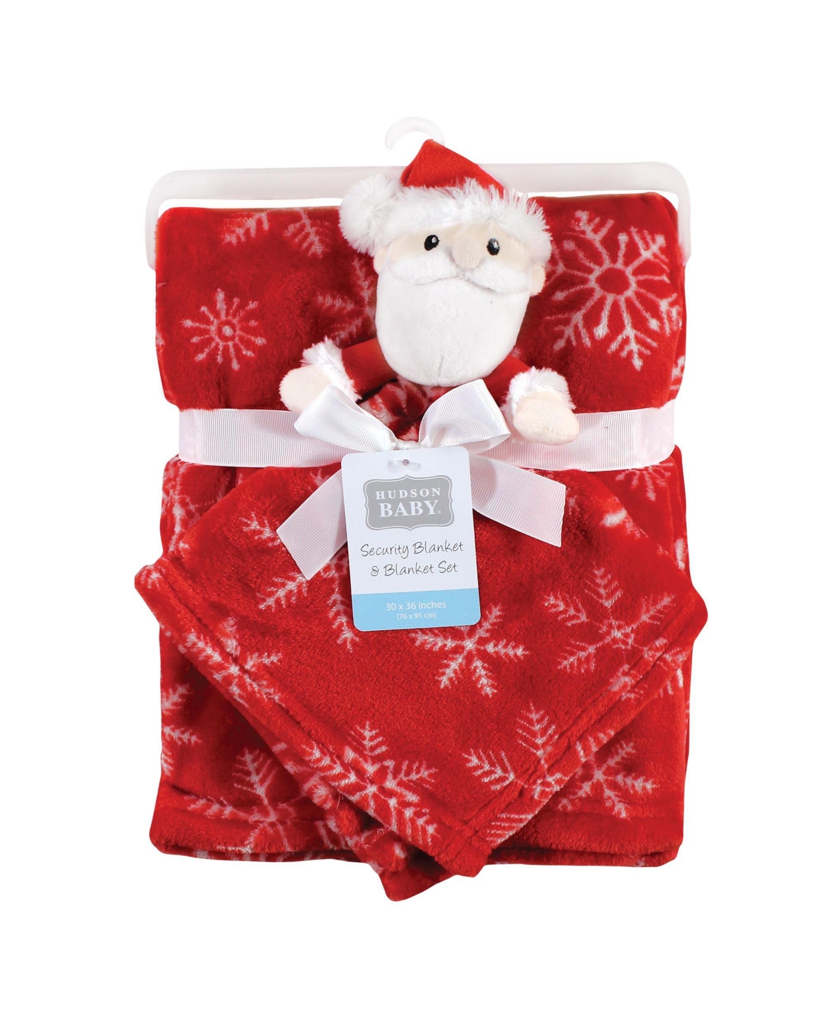 Hudson Baby Unisex Baby Plush Blanket with Security Blanket, One Size - Santa snowflake