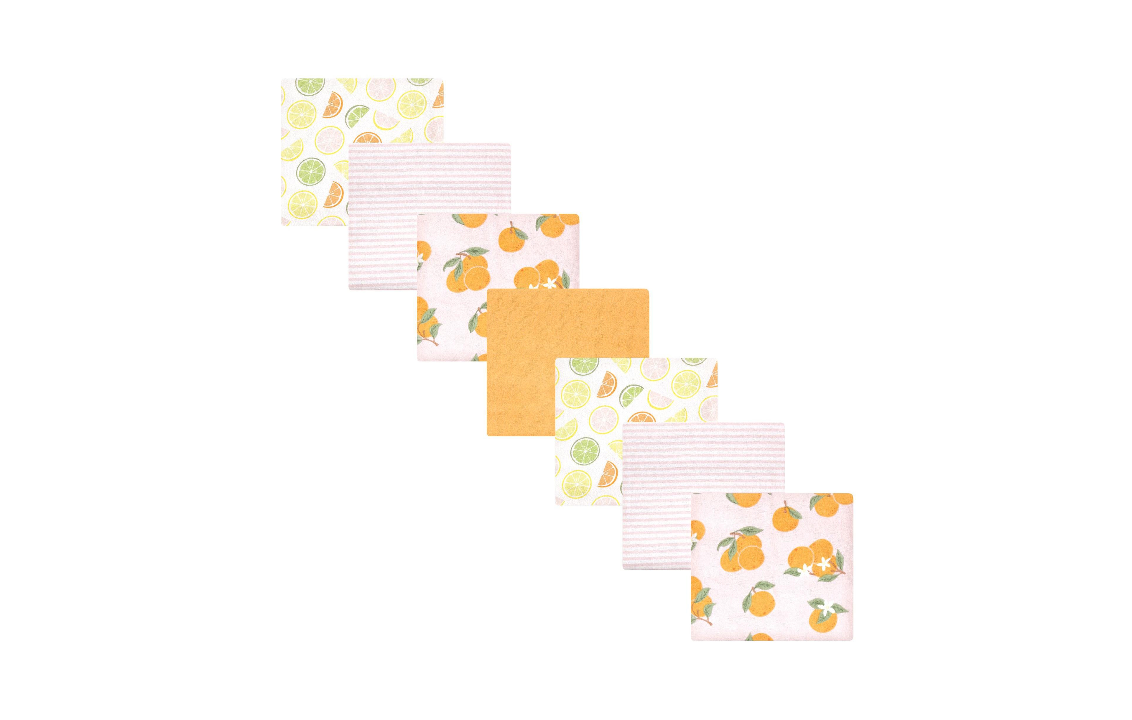 Hudson Baby Infant Girl Cotton Flannel Receiving Blankets Bundle, Citrus Orange, One Size