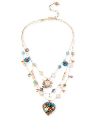 Photo 1 of Betsey Johnson Gold-Tone Multicolor Beaded Illusion Necklace