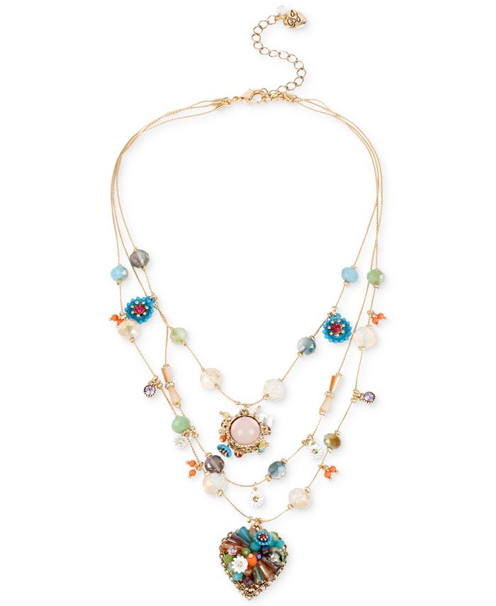 Betsey Johnson - Gold-Tone Multicolor Beaded Illusion Necklace