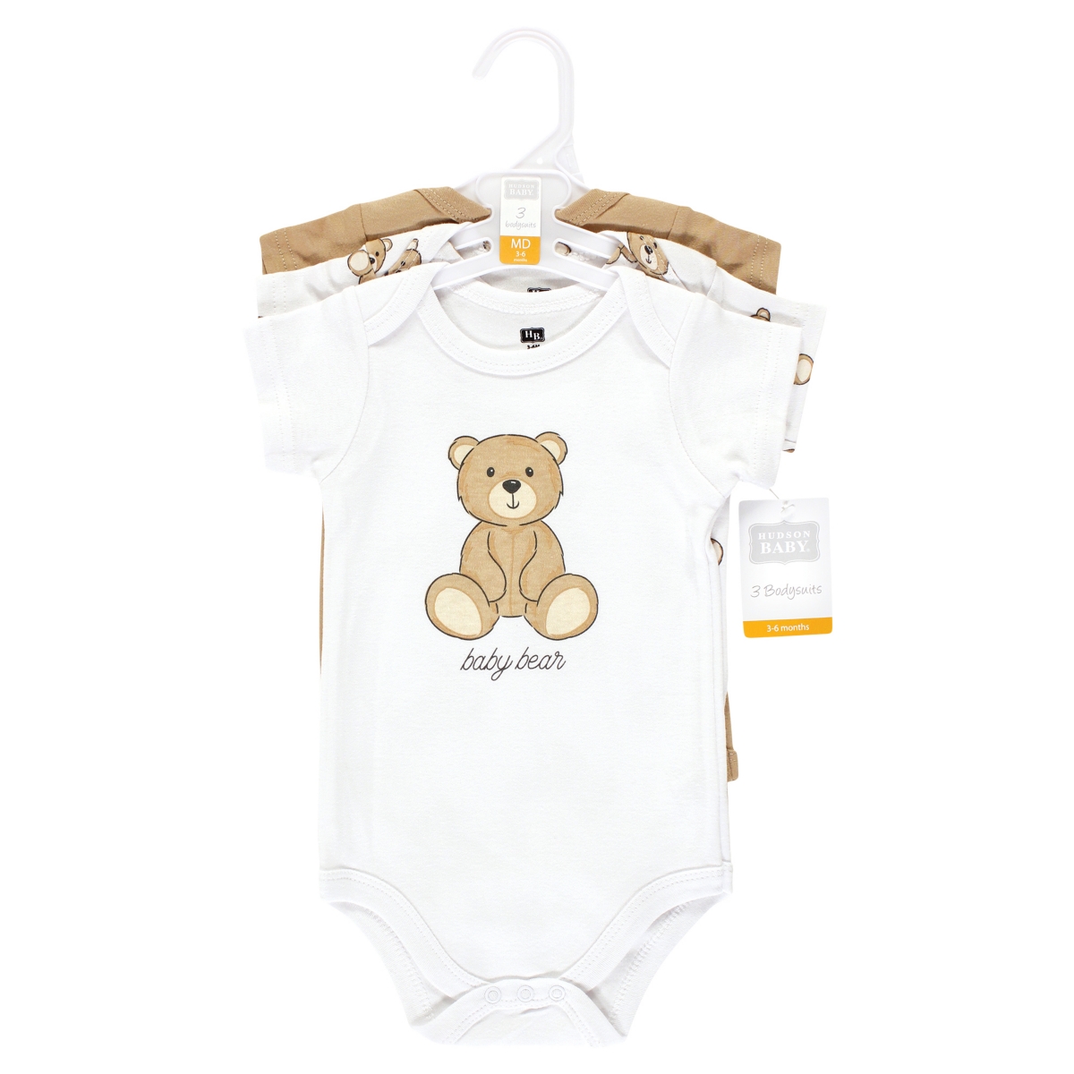 Hudson Baby Baby Boys Cotton Bodysuits, Bear Hugs - Teddy bears 3-pack