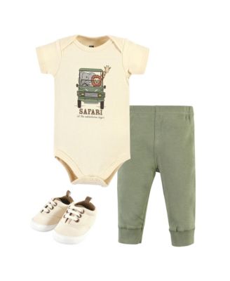 Cotton Bodysuit, Pant and Shoe 3pc Set, Tree Rex