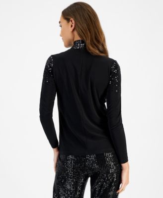 Anne Klein Women's Sequinned Turtleneck Top