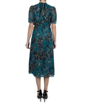 julia jordon Women's Printed Mock-Neck Short-Sleeve Dress