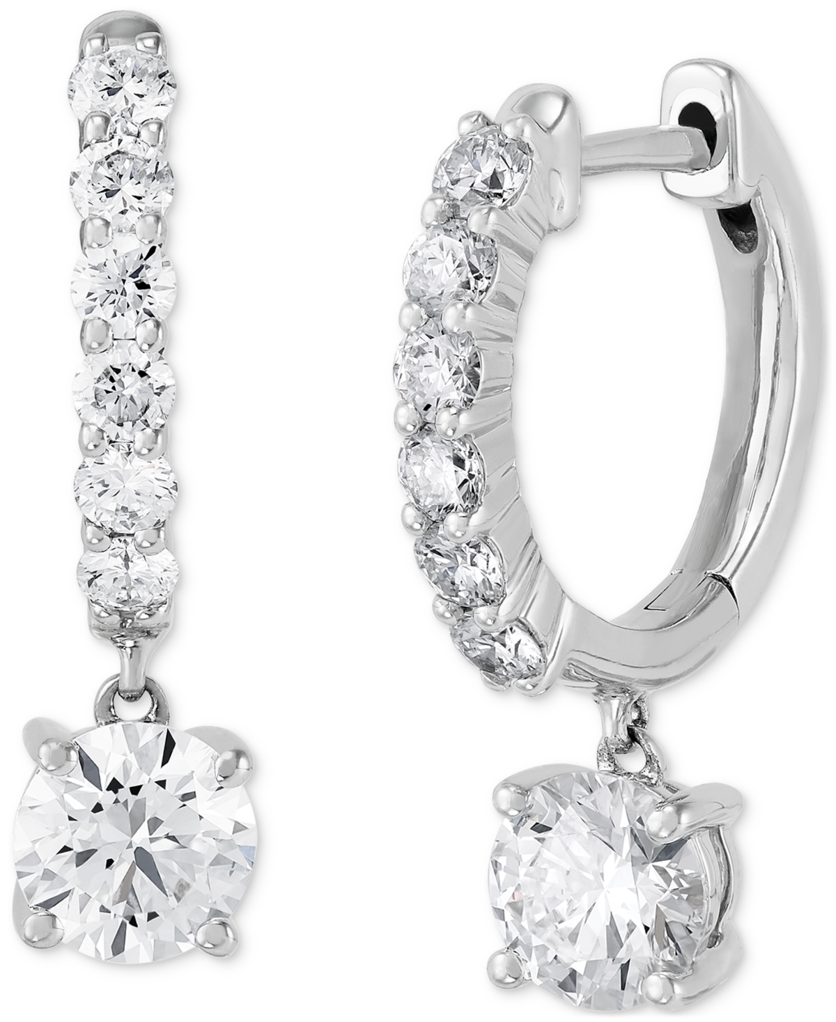 Lab Grown Diamond Dangle Small Hoop Earrings (1-1/2 ct. t.w.) in 14k White Gold - White Gold