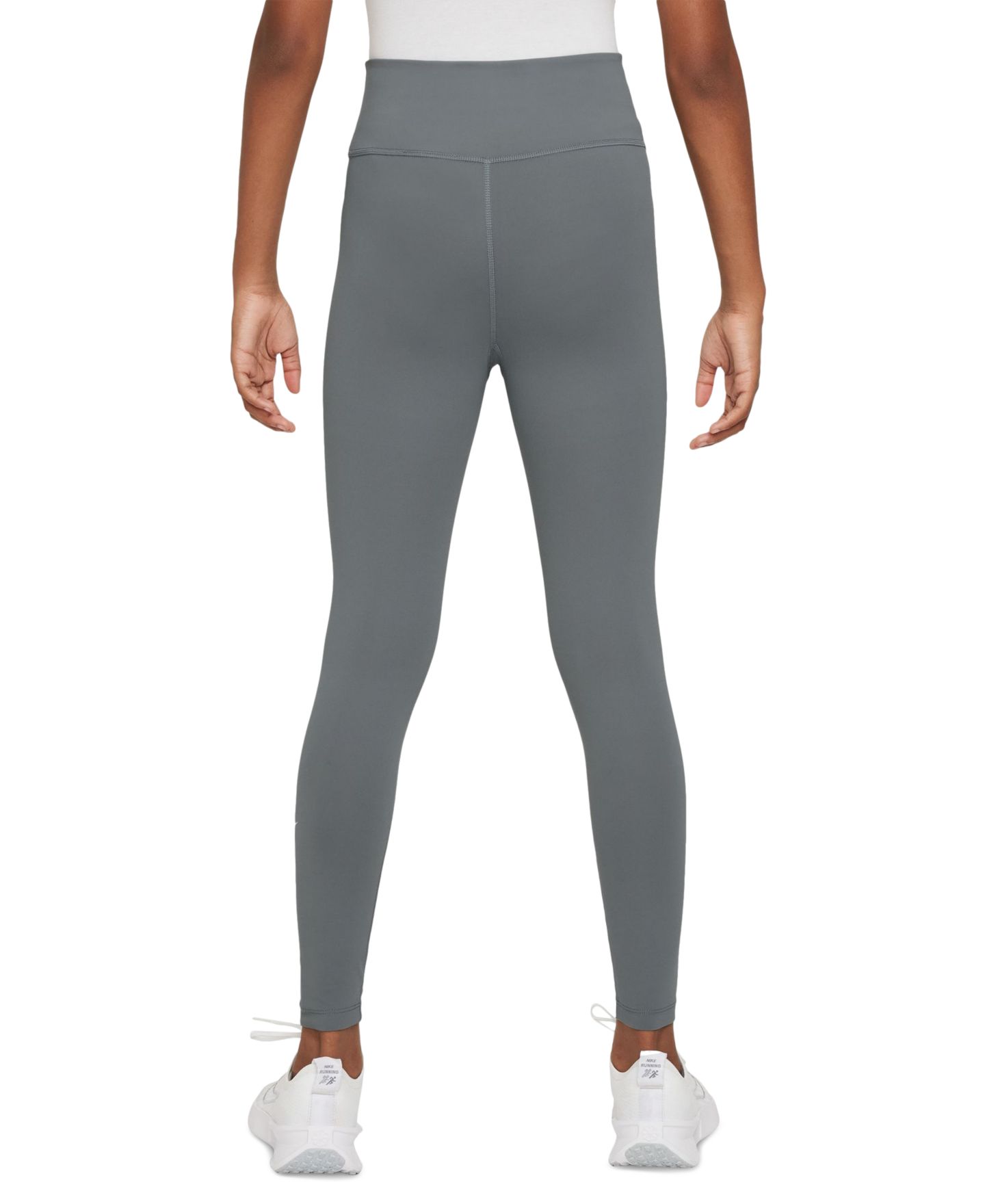 Леггинсы Nike One Dri-FIT High-Waisted Leggings для девочек, цвет: Дымчатый серый / Белый — фото 2