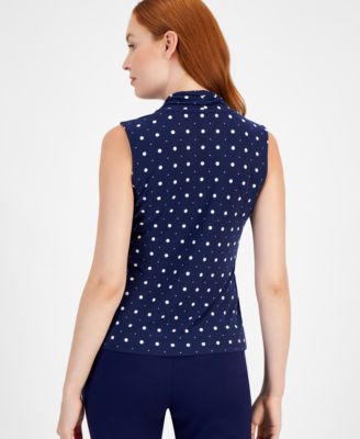 Petite Sleeveless Triple Pleat Top