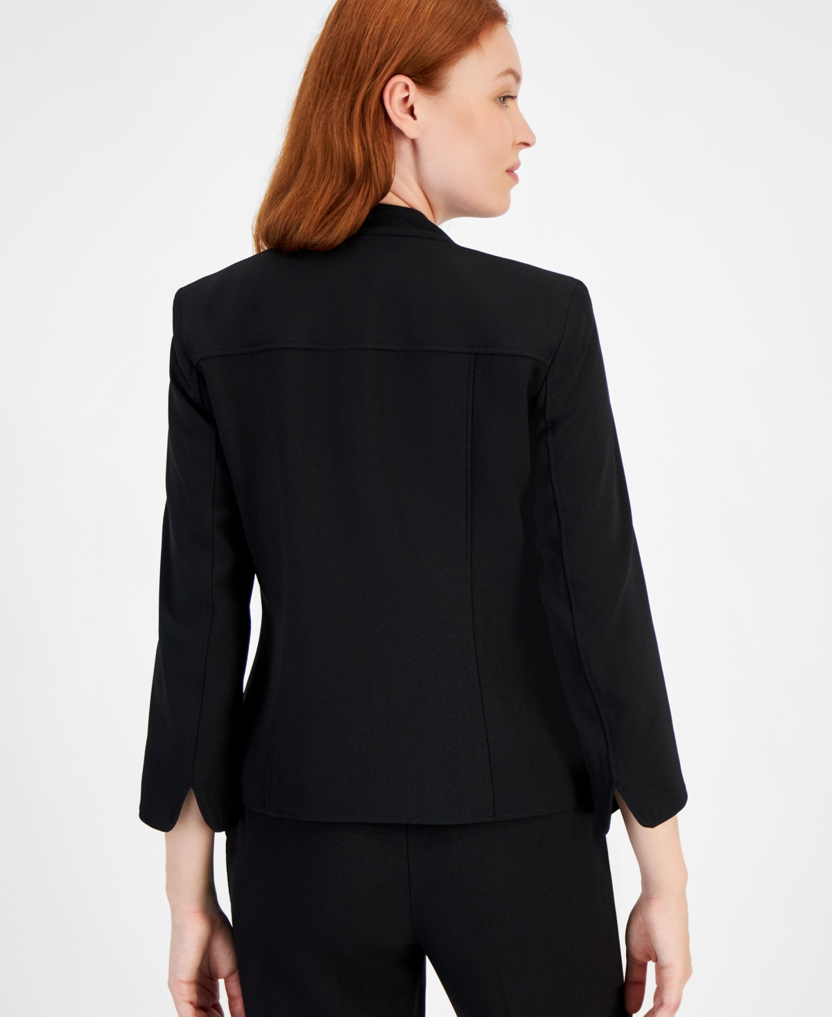 ANNE KLEIN STAR-COLLAR OPEN-FRONT BLAZER 