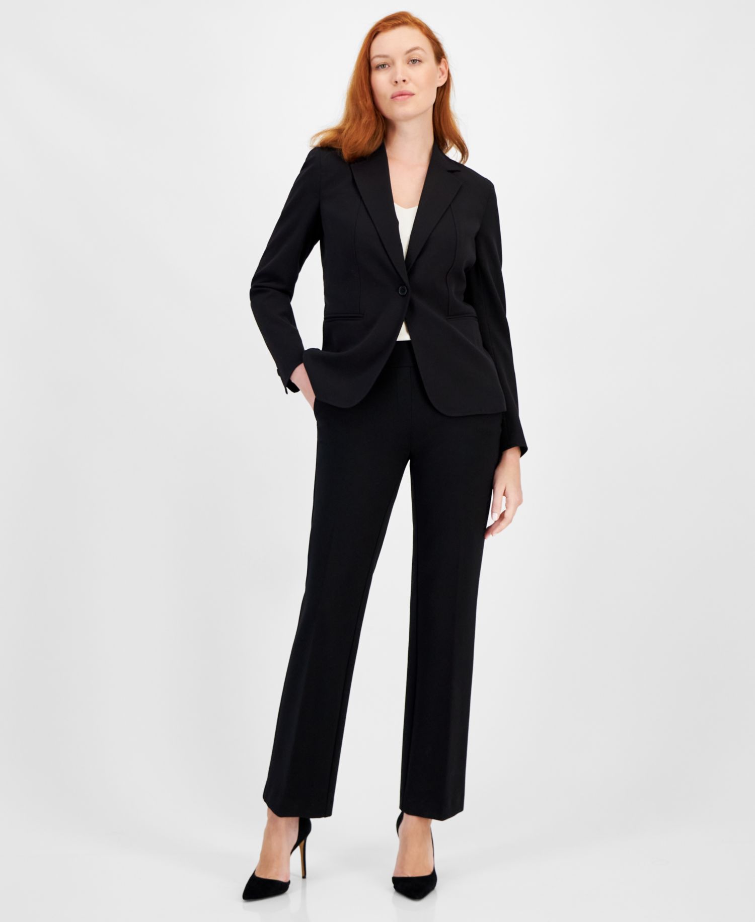 Single-Button Notched-Lapel Blazer