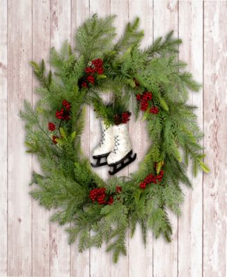 Winter Skates Wreath, 22 Inches