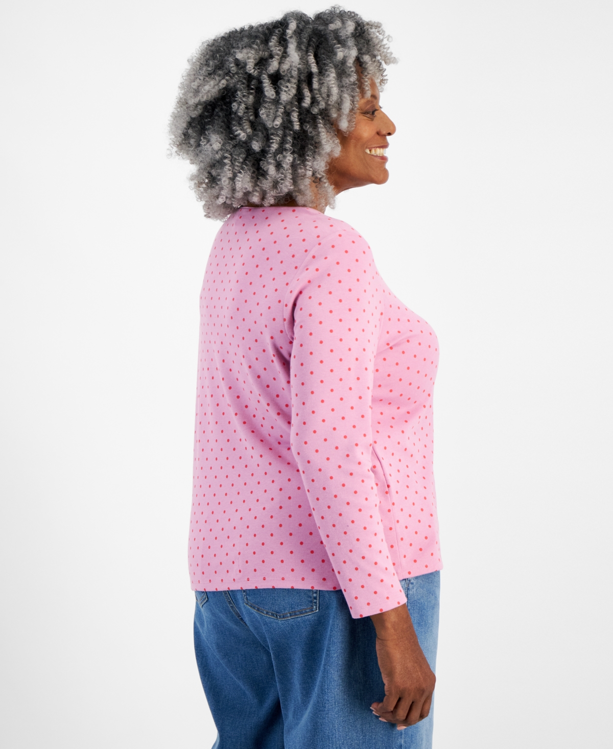 Style & Co Plus Size Printed Scoop-Neck Long-Sleeve Top, Created for Macy's