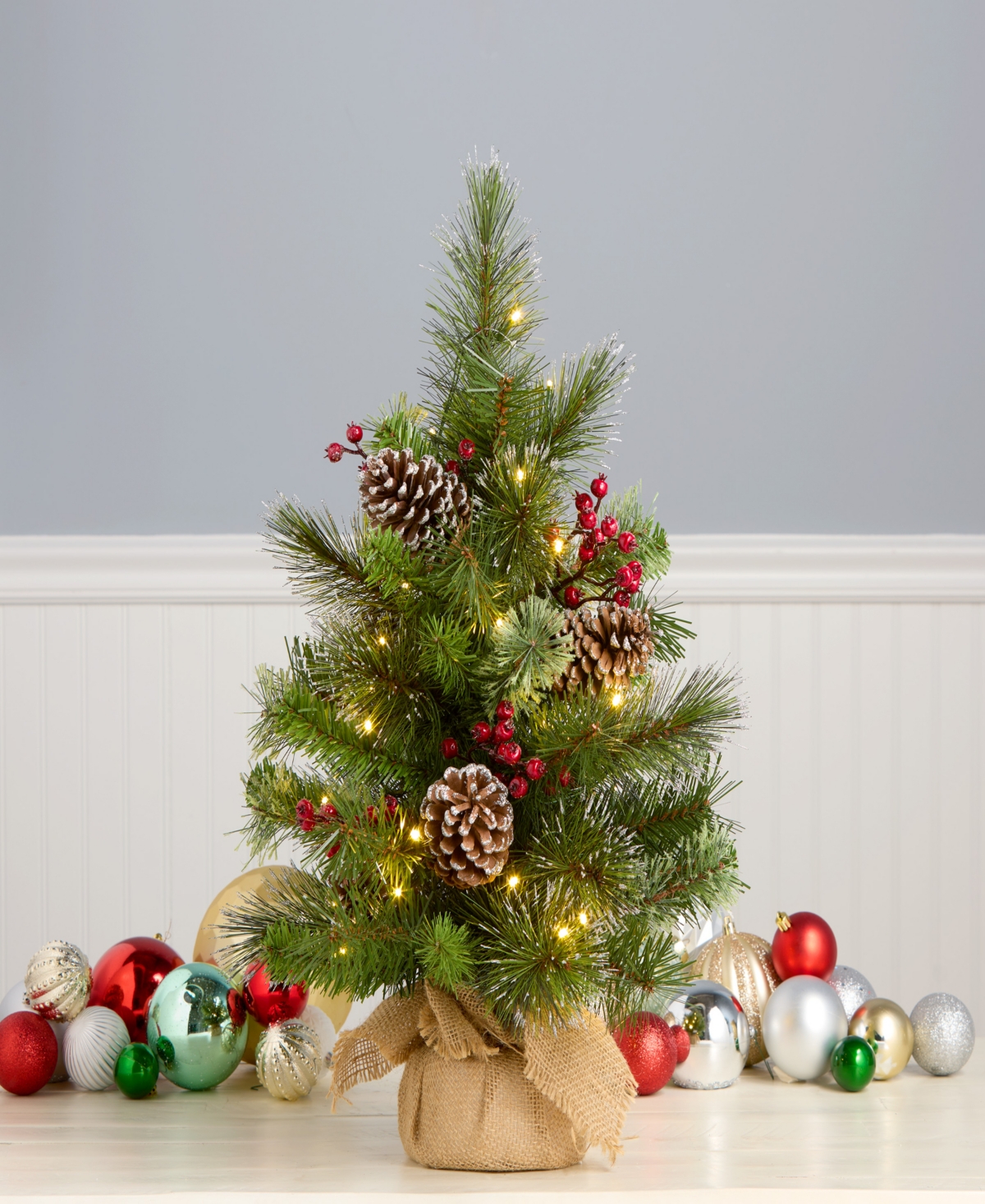 National Tree Company Iced Berry Pine Tree, 2 Feet. In Green
