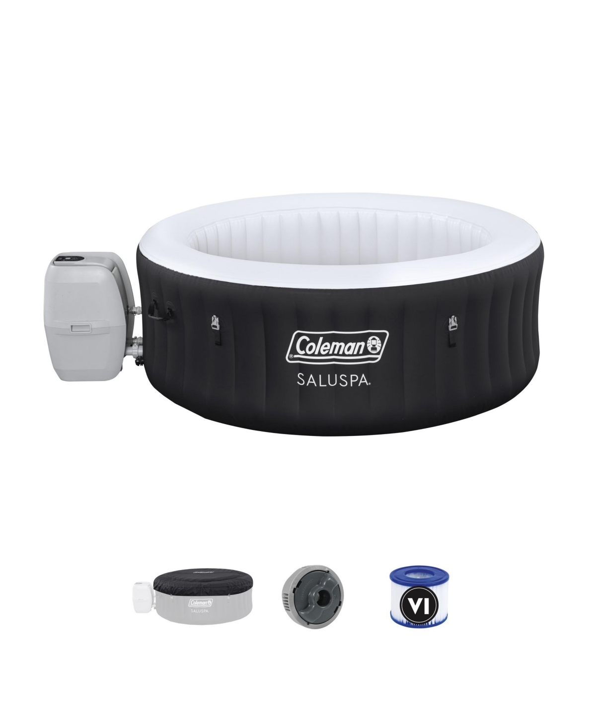 Coleman Miami AirJet Inflatable Hot Tub with EnergySense Cover, Black - Black