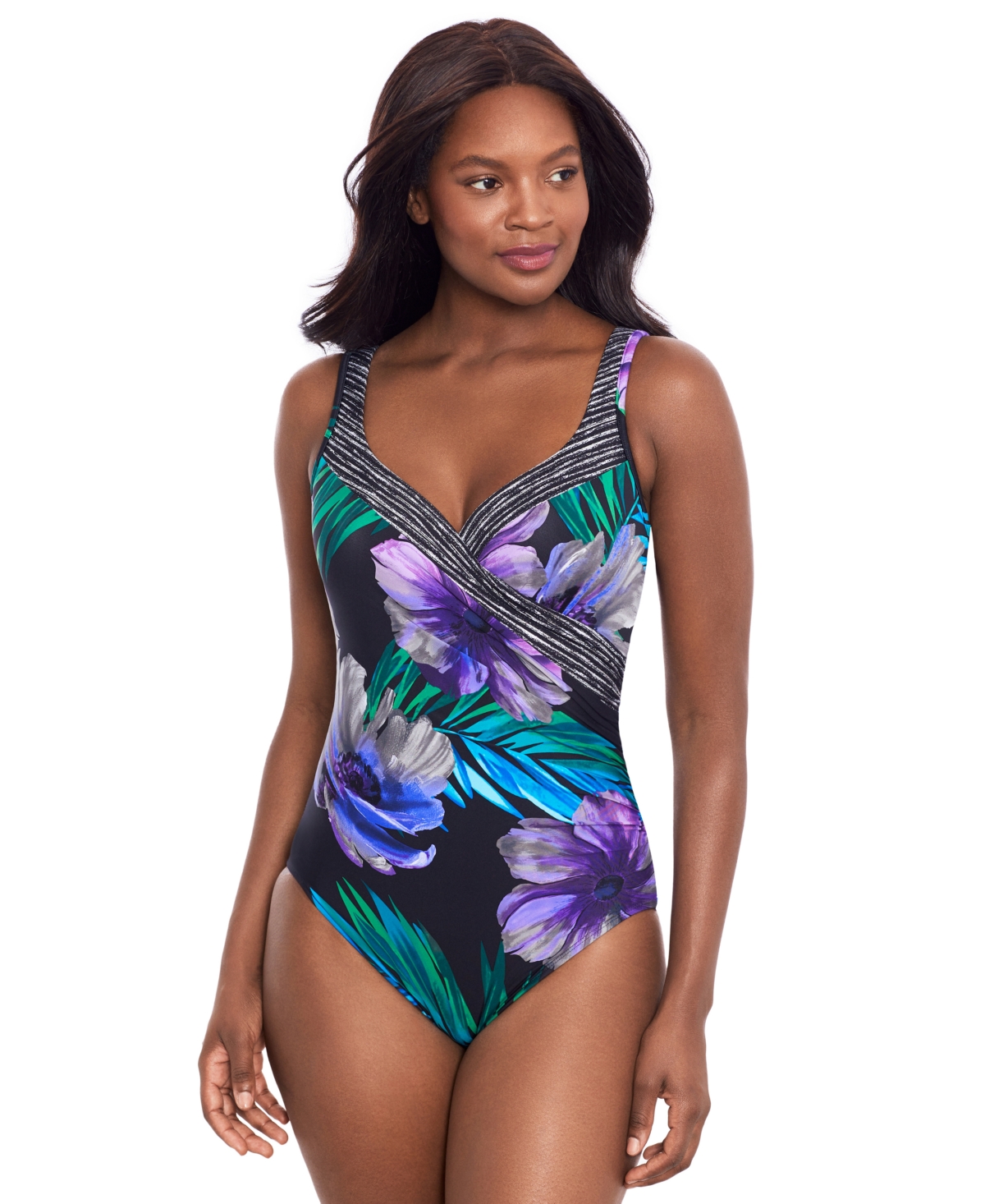 Women's Flora Aurora It's A Wrap Swimsuit - Blk/multi