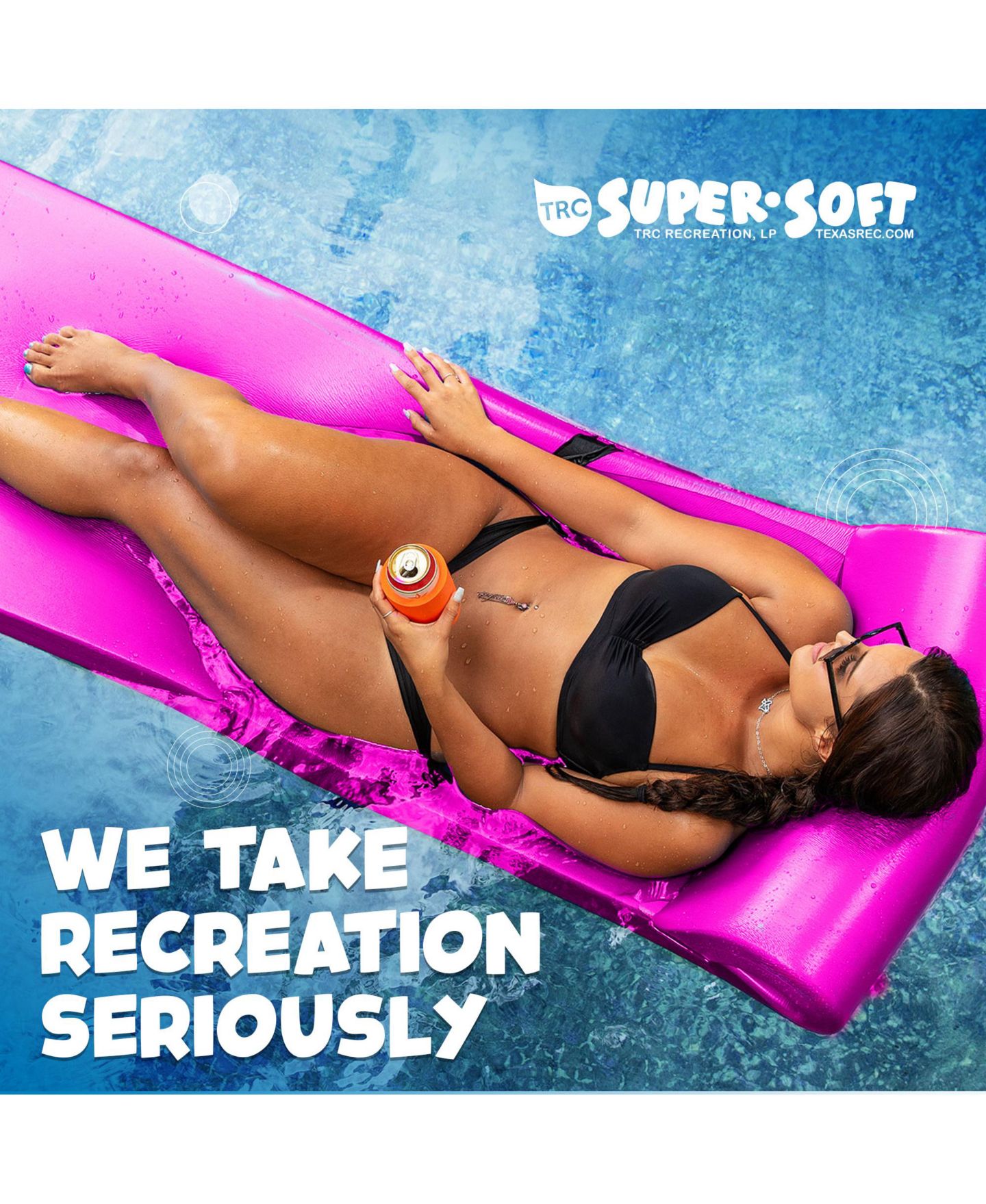Детская игрушка TRC Recreation Sunsation 1.75" Thick Foam Lounger Raft Pool Float, Flamingo Pink — фото 2