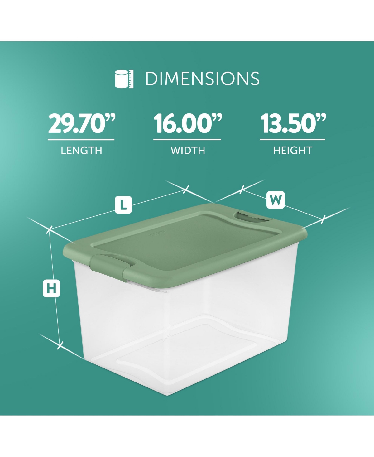 Sterilite 64 Quart Latching Plastic Storage Container Tote, Crisp(6 Pack) - Green