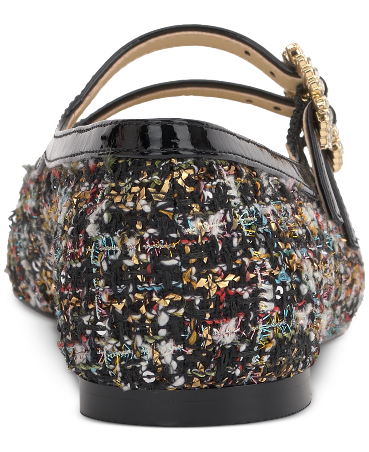 Jessica Simpson Allista Mary Jane Flat In Black Sparkle Tweed Multi