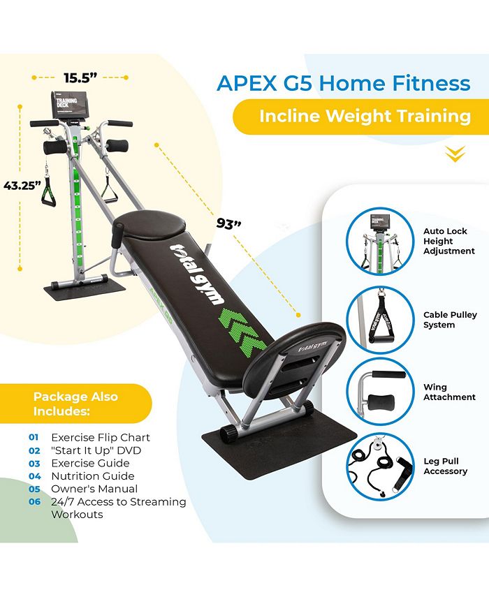 Total Gym APEX G5 Home Fitness Incline Weight Training with 10