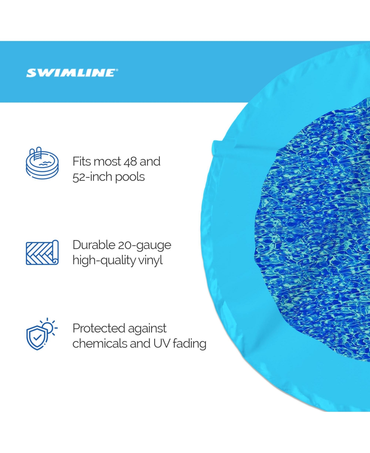 Swimline 24 Foot SwirlRound Above Ground Swimming Pool Wall Overlap Liner - Blue