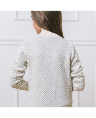 Girls Long Sleeve Toggle Sweater Coat with Zipper